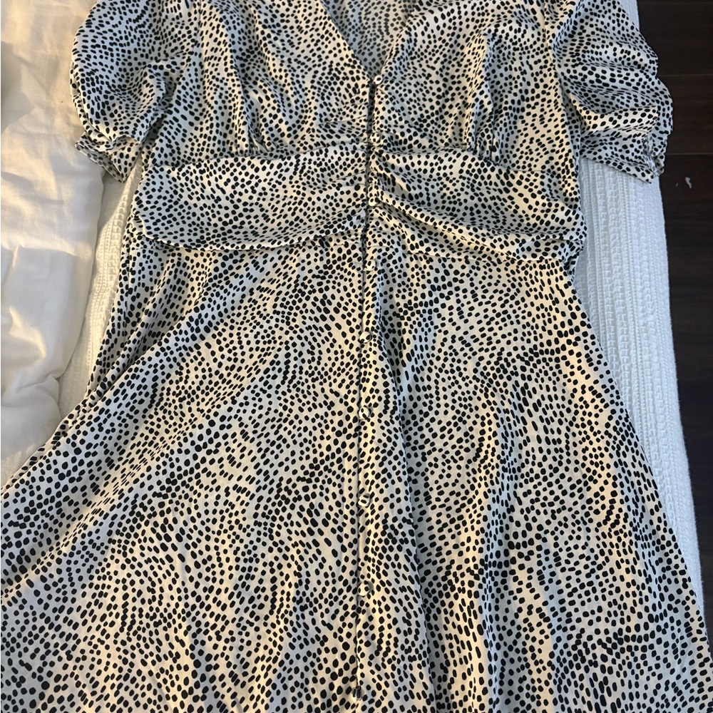 Primark Black and White Spotted Midi Dress